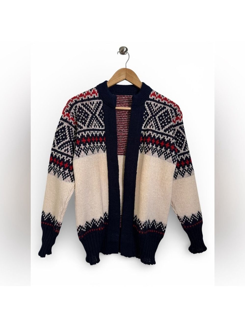 Chunky Nordic Wool Cardigan Scandinavian Knit Size 16